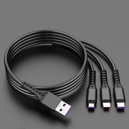 2 Stück ZZ034 USB auf 8-polig + USB-C / Typ-C + Micro-USB 3-in-1-Schnellladekabel, Stil: