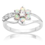925 Silber Damen Opal Blumen Ring Schmuck – Bild 3