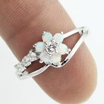 925 Silber Damen Opal Blumen Ring Schmuck – Bild 4