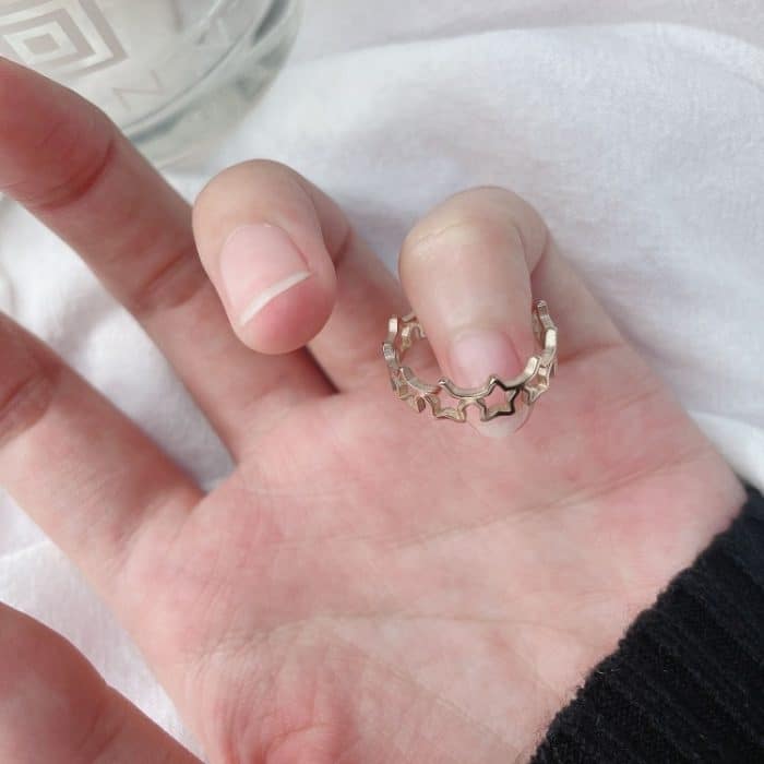 2 Stück Vintage-Titanstahl-Hohlring mit fünfzackigem Stern – Bild 4