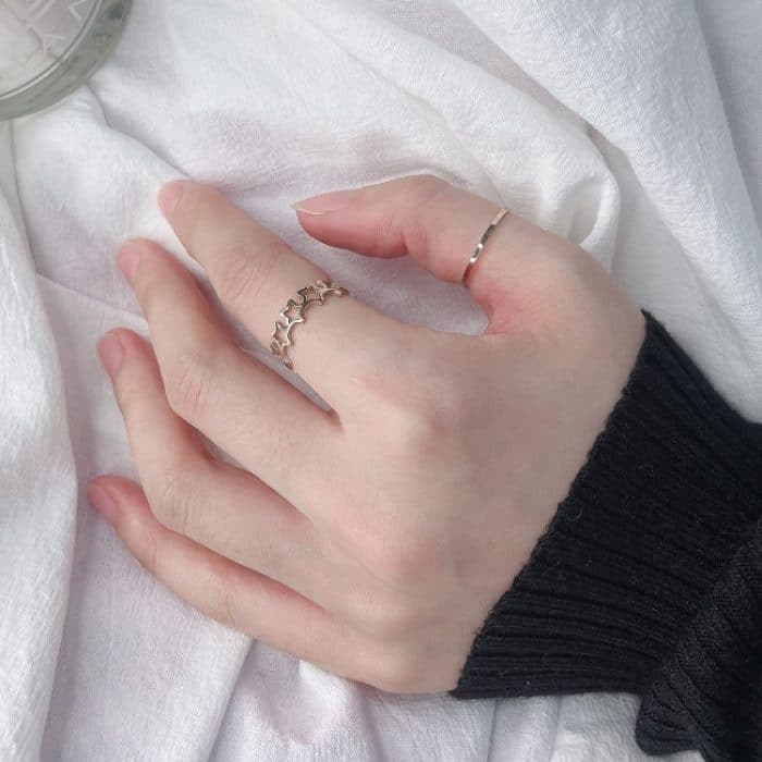 2 Stück Vintage-Titanstahl-Hohlring mit fünfzackigem Stern – Bild 5