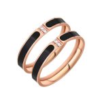 2 Stück modische zwei diamantbesetzte Paarringe aus Titanstahl für Paare – Bild 2