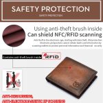 BUFF CAPTAIN 05 Kurze Herren-Geldbörse aus Leder mit Anti-Diebstahl-Bürste und mehreren Kartenbits aus erster Schicht aus weichem Rindsleder, Red, Black, Yellow Brown – Bild 3