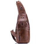 BULL CAPTAIN 019 Retro Herren Leder Umhängetasche Brusttasche aus erster Schicht Rindsleder, Chestnut Brown, Yellow Brown, Gray Brown, Pure Black, Chestnut Brown + Buckle + Bracket, Black + Buckle + Bracket, Yellow + Buckle + Bracket...