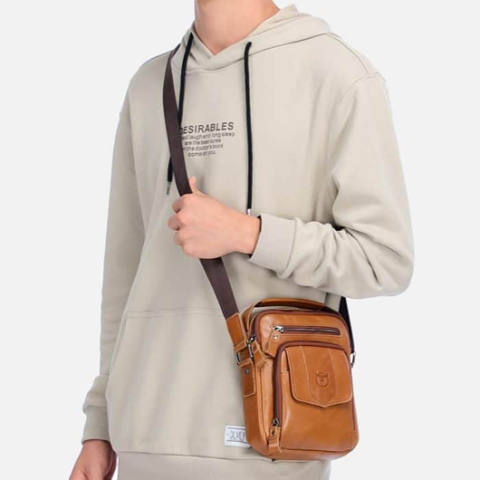 BUFF CAPTAIN 777 Herren Leder Umhängetasche Erste-Schicht Rindsleder Retro Große Kapazität Satchel – Bild 6