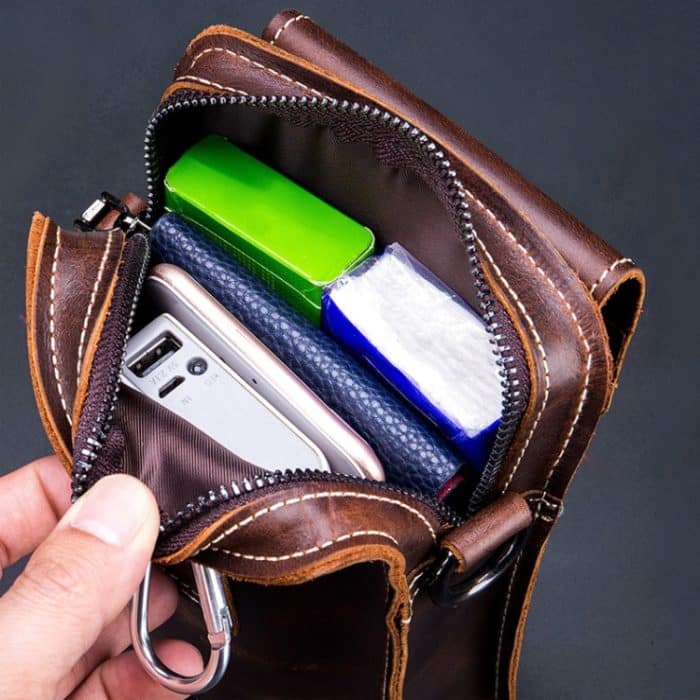 BUFF CAPTAIN 075 Herren Gürtel Handy Gürteltasche Erste Schicht Rindsleder Multifunktions-Diagonaltasche – Bild 4