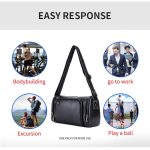 BUFF CAPTAIN HKDJB--001 Erste Schicht Rindsleder Schulter Messenger Bag Sport Herren Ledertasche, Dark Brown, Yellow, Black – Bild 6