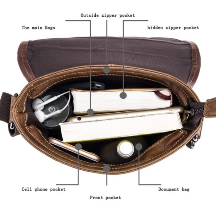 BUFF CAPTAIN 034 Herren Leder Umhängetasche Sport Outdoor First-Layer Rindsleder Tasche – Bild 3