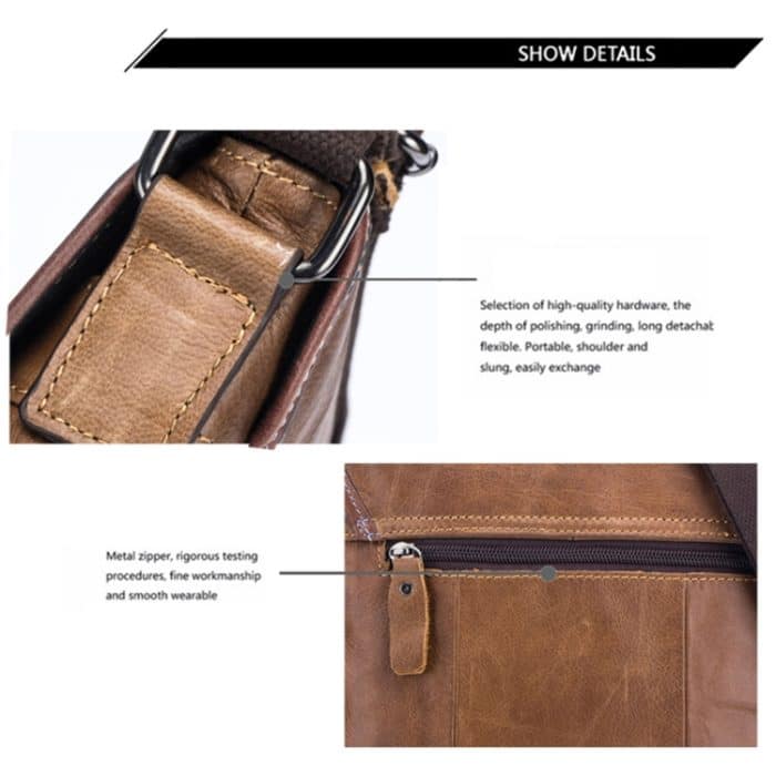 BUFF CAPTAIN 034 Herren Leder Umhängetasche Sport Outdoor First-Layer Rindsleder Tasche – Bild 4