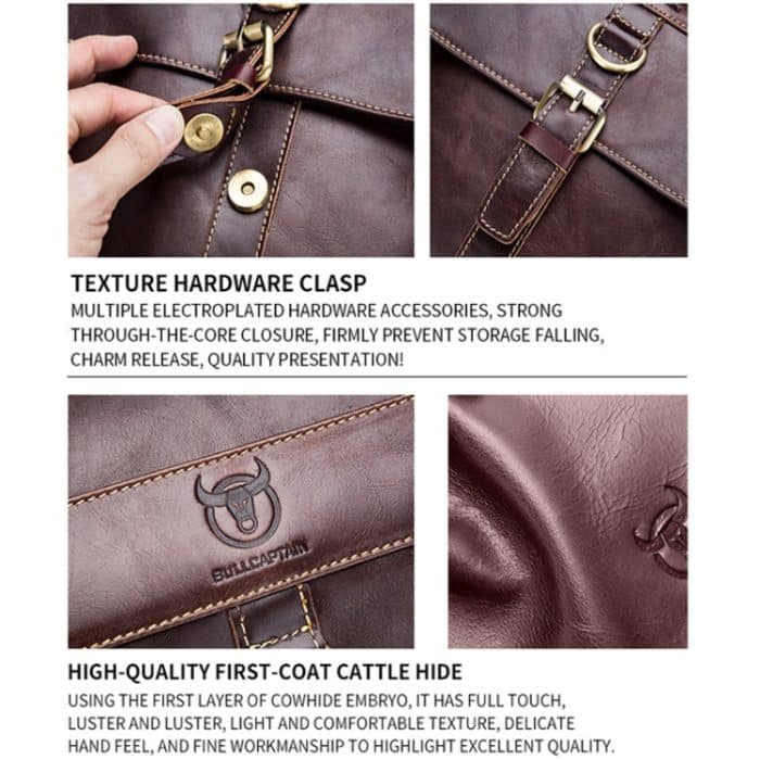 BUFF CAPTAIN 302 First-Layer Rindsleder Herren Casual Umhängetasche Leder Retro Aktentasche – Bild 5