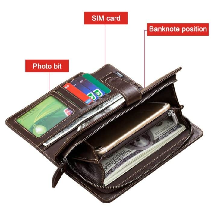 BULL CAPTAIN 028 Herren-Geldbörse aus Leder mit langer Schnalle, Retro-Multifunktions-Geldbörse aus Rindsleder – Bild 4