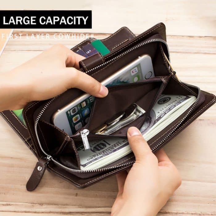 BULL CAPTAIN 028 Herren-Geldbörse aus Leder mit langer Schnalle, Retro-Multifunktions-Geldbörse aus Rindsleder – Bild 6
