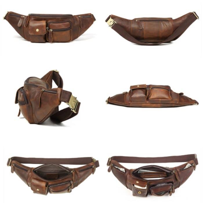 6375 Männer Casual Brusttasche Leder Umhängetasche Handy Taille Tasche – Bild 6