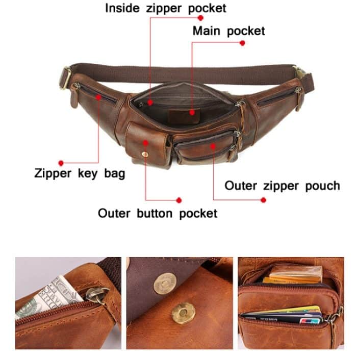 6375 Männer Casual Brusttasche Leder Umhängetasche Handy Taille Tasche – Bild 3