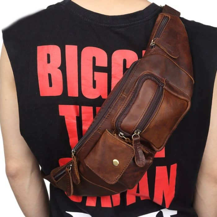 6375 Männer Casual Brusttasche Leder Umhängetasche Handy Taille Tasche – Bild 4