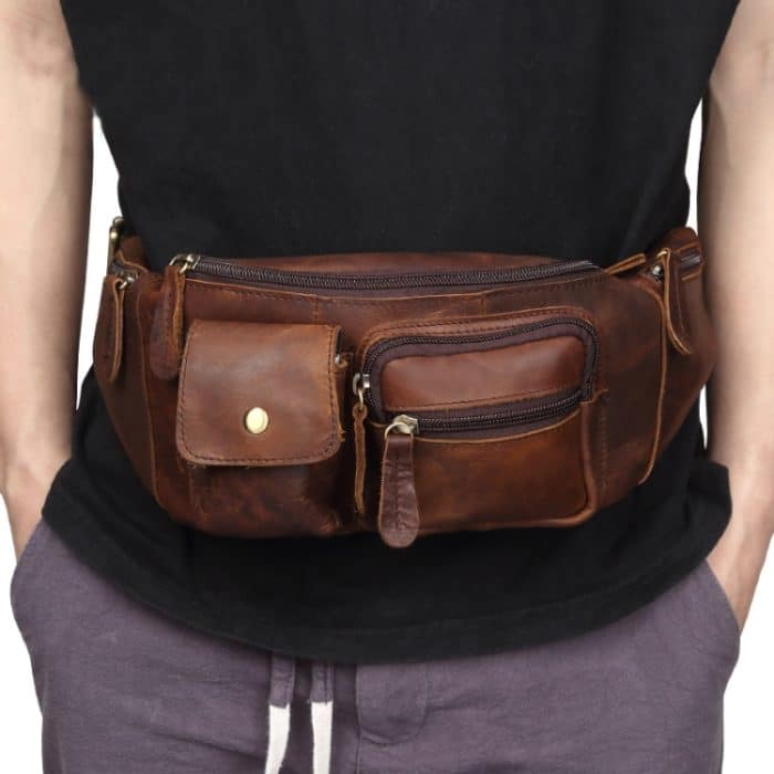 6375 Männer Casual Brusttasche Leder Umhängetasche Handy Taille Tasche – Bild 5