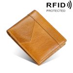 Nähte Leder Herren Geldbörse RFID Anti-Diebstahl-Geldbörse