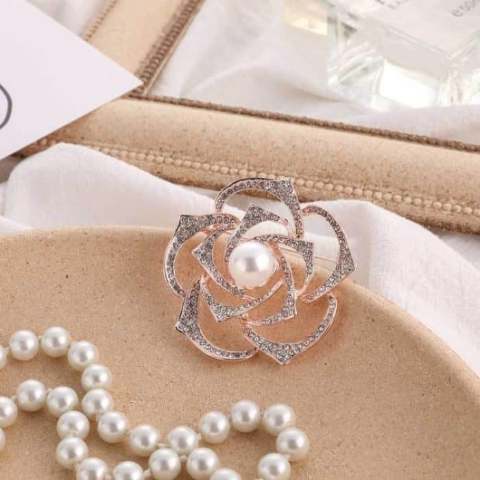 2 Stück Diamanten Bergtee Blumenbrosche Perlennadel Einfache Anzüge Cheongsam Zubehör – Bild 2
