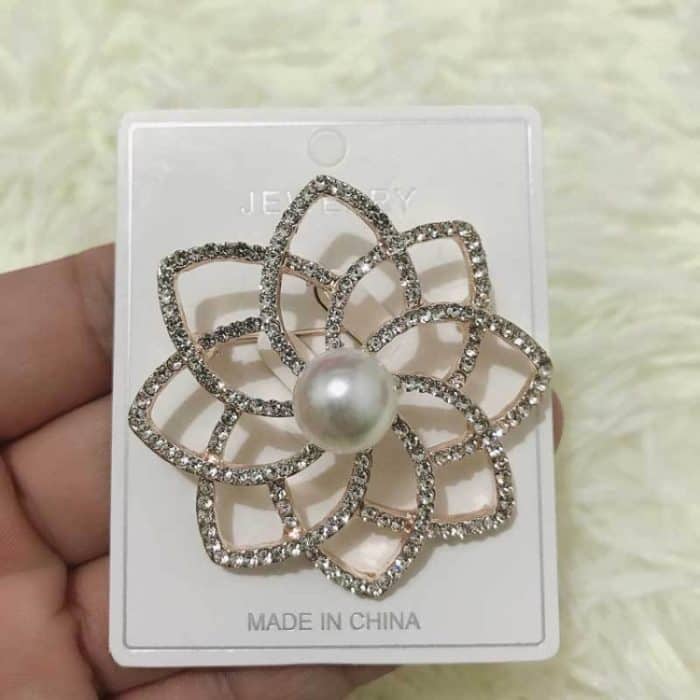 2 Stück Legierungs-Diamant-Broschen mit doppelter Blume, temperamentvolle wilde Kleidungsnadel – Bild 6