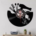 12-Zoll-Vinyl-Schallplatten-Wanduhr, Haarschnitt-Mädchen, 3D-Retro-Uhr, Wohnzimmer-Dekoration, Quarz-Wanduhr, Stil:, Light Control, Without Light