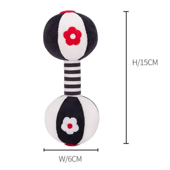 Tololo 1 Paar Baby-Sehtraining, frühpädagogisches Spielzeug für Neugeborene, Jagd auf schwarzen und weißen Sand, Hammer, Hantel, Babyrassel, T168263-2 – Bild 3