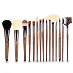 ZOREYA 15-in-1 Make-up-Pinsel-Set aus schwarzem Walnussholz, kompletter Satz Beauty-Tools, Nylonhaar-Puderpinsel, Make-up-Pinsel