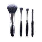 4-in-1 Make-up-Pinsel-Set mit schwarzen Kieselsteinen, Lidschattenpinsel, Foundation-Pinsel, tragbarer Make-up-Pinsel, Stil: