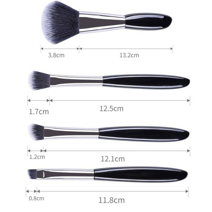 4-in-1 Make-up-Pinsel-Set mit schwarzen Kieselsteinen, Lidschattenpinsel, Foundation-Pinsel, tragbarer Make-up-Pinsel, Stil: – Bild 3