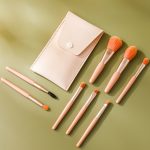 8-in-1 Mini-Make-up-Pinsel-Set mit Holzgriff, tragbarer loser Puderpinsel