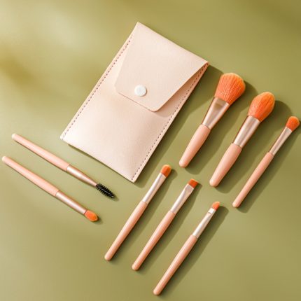 8-in-1 Mini-Make-up-Pinsel-Set mit Holzgriff, tragbarer loser Puderpinsel