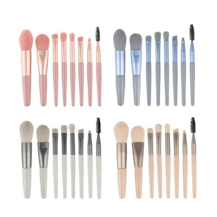 TBD0599743101_B1.jpg 8-in-1 Mini-Make-up-Pinsel-Set mit Holzgriff, tragbarer loser Puderpinsel – Bild 2