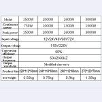 LCD Smart Home Auto Wechselrichter 12V zu 220V Stromwandler, 1500W, 2000W, 2600W, 3000W – Bild 6