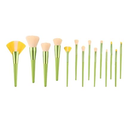 14-in-One-Make-up-Pinsel-Set für superweiches Haar, loser Puderpinsel, fächerförmiger Highlighter-Pinsel, Concealer-Pinsel, Stil: