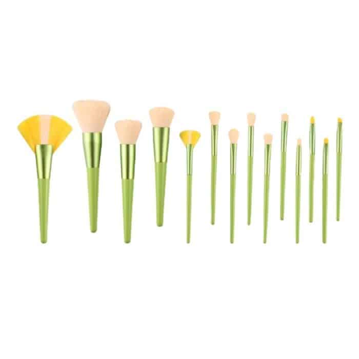 14-in-One-Make-up-Pinsel-Set für superweiches Haar, loser Puderpinsel, fächerförmiger Highlighter-Pinsel, Concealer-Pinsel, Stil: – Bild 1