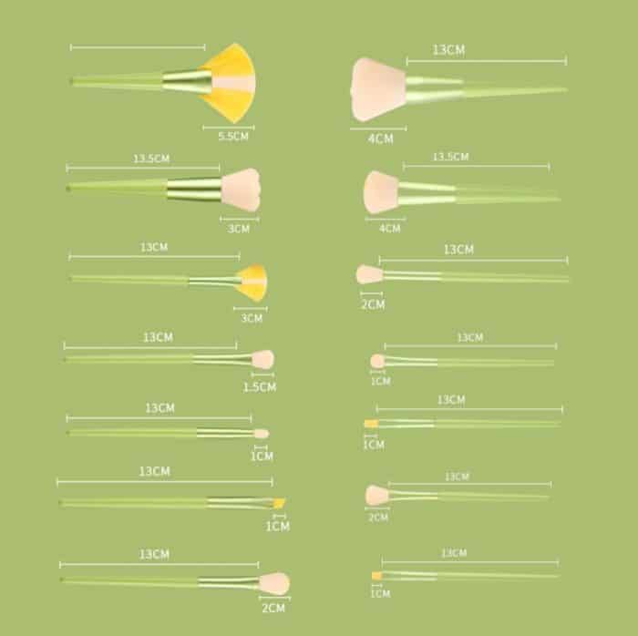 14-in-One-Make-up-Pinsel-Set für superweiches Haar, loser Puderpinsel, fächerförmiger Highlighter-Pinsel, Concealer-Pinsel, Stil: – Bild 2