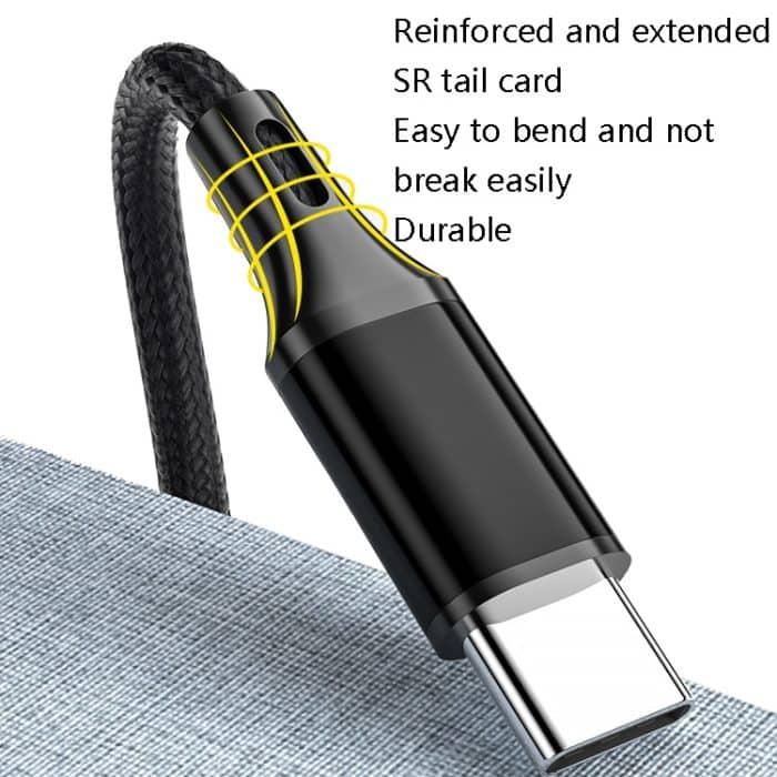 4 Stück 2,4 A USB-C/Typ-C auf USB geflochtenes Schnelllade-Synchronisierungsdatenkabel, Länge: – Bild 2