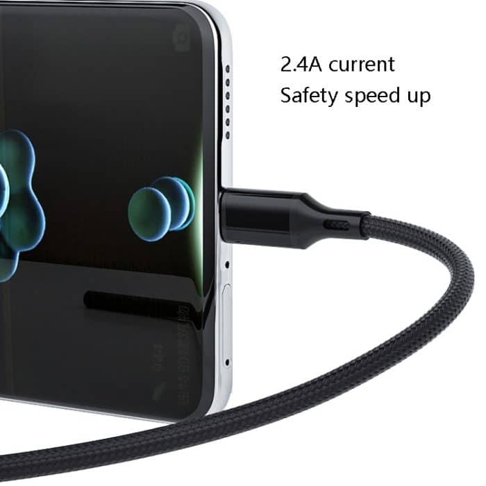 4 Stück 2,4 A USB-C/Typ-C auf USB geflochtenes Schnelllade-Synchronisierungsdatenkabel, Länge: – Bild 6