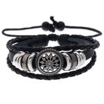 5 stücke BX222 Sun Flower Perlen Leder Persönlichkeit Stricken Verstellbares Armband