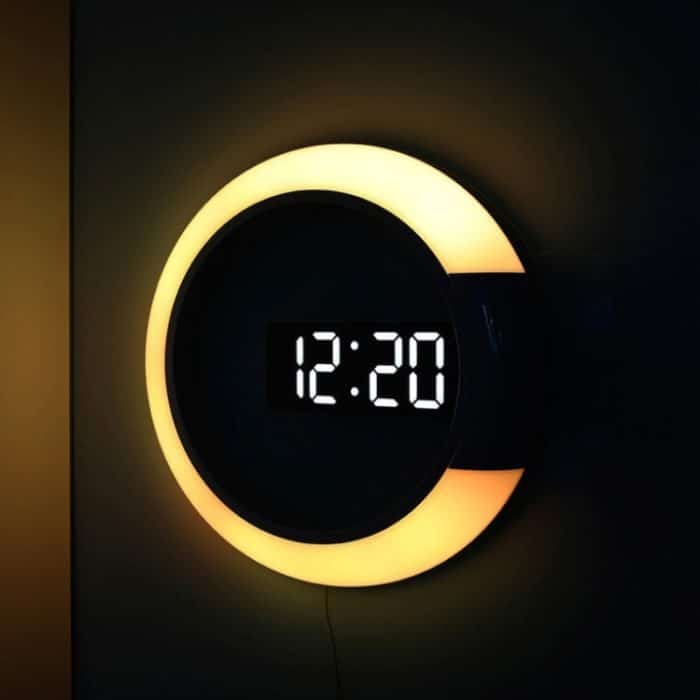 LED-Spiegel-Hohlwanduhr, 7-Farben-Schalter, elektronische Digitalanzeige-Wanduhr, Hollow Wall Clock – Bild 7