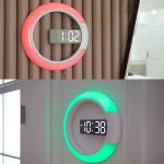 LED-Spiegel-Hohlwanduhr, 7-Farben-Schalter, elektronische Digitalanzeige-Wanduhr, Hollow Wall Clock – Bild 8