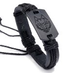 5 Stück B01916 Herren-Lederarmband mit Wolfskopf-Gewebe
