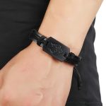 5 Stück B01916 Herren-Lederarmband mit Wolfskopf-Gewebe – Bild 5