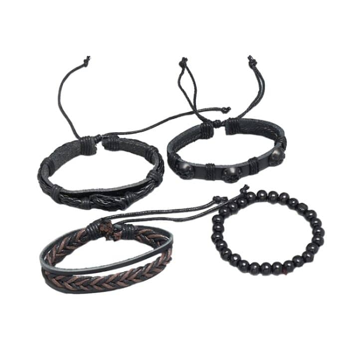 2 Stück TZ486 Persönlichkeit Retro gewebtes Leder DIY Kombinationsarmband – Bild 2