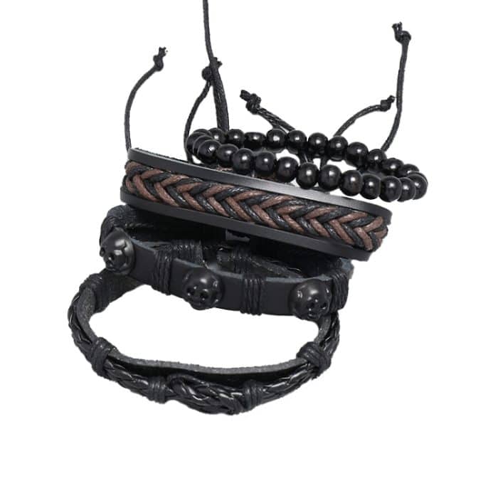 2 Stück TZ486 Persönlichkeit Retro gewebtes Leder DIY Kombinationsarmband – Bild 3