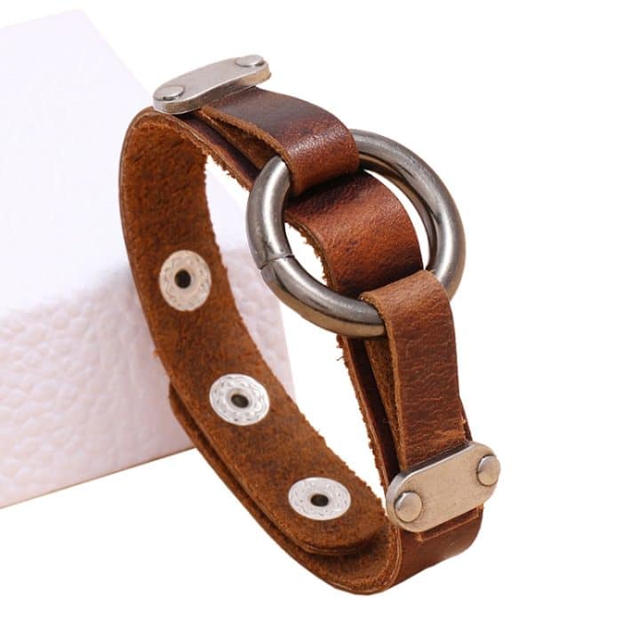 3 stücke P01996 Persönlichkeit Männer Leder Einfache Retro Kreis Armband – Bild 3