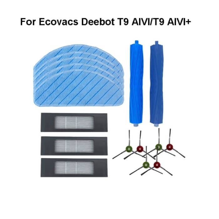 Zubehör für Ecovacs Deebot T9 AIVI/T9 AIVI+, 2 Pairs  Edge Brush, 2 PCS Rag, 2 PCS Filter Net, Double Roller brush, Set – Bild 4