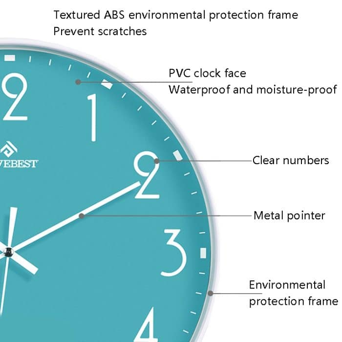 MOVEBEST 12 Zoll Wohnzimmer-Wanduhr Simple Home Kunststoffuhr, Stil:, G2001 Green Surface White Frame, G2001 Black Surface Black Frame, G2001 White Surface White Frame, G2001 White Surface Black Frame, G2001-L White Surface White Frame... – Bild 2