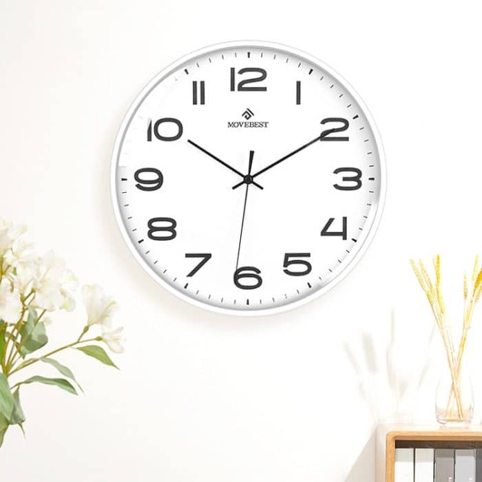 MOVEBEST 12 Zoll Wohnzimmer-Wanduhr Simple Home Kunststoffuhr, Stil:, G2001 Green Surface White Frame, G2001 Black Surface Black Frame, G2001 White Surface White Frame, G2001 White Surface Black Frame, G2001-L White Surface White Frame... – Bild 6