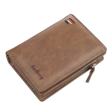 Baellerry D3216 Kurze vertikale Herren-Geldbörse mit mehreren Karten und Druckknöpfen, Khaki, Black, Brown