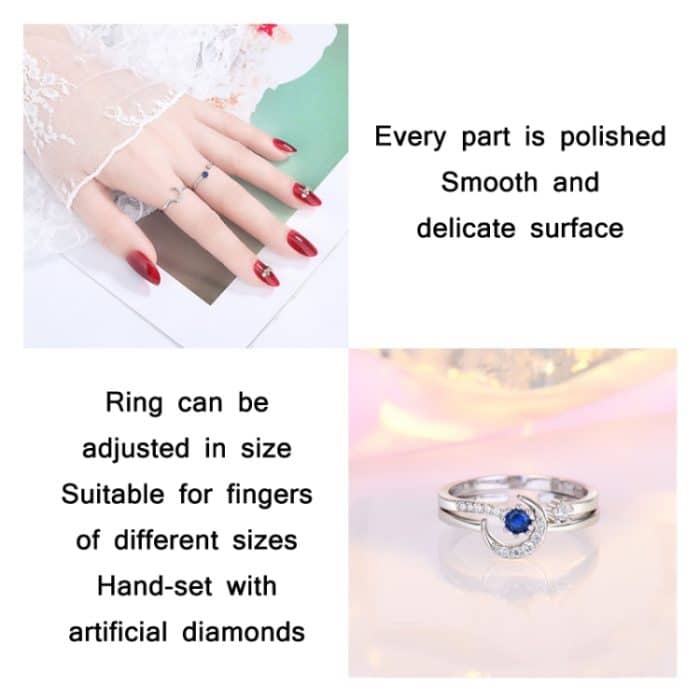 2 Stück J259 Romantische gestapelte offene Ringe mit Stern und Mond für Damen – Bild 4